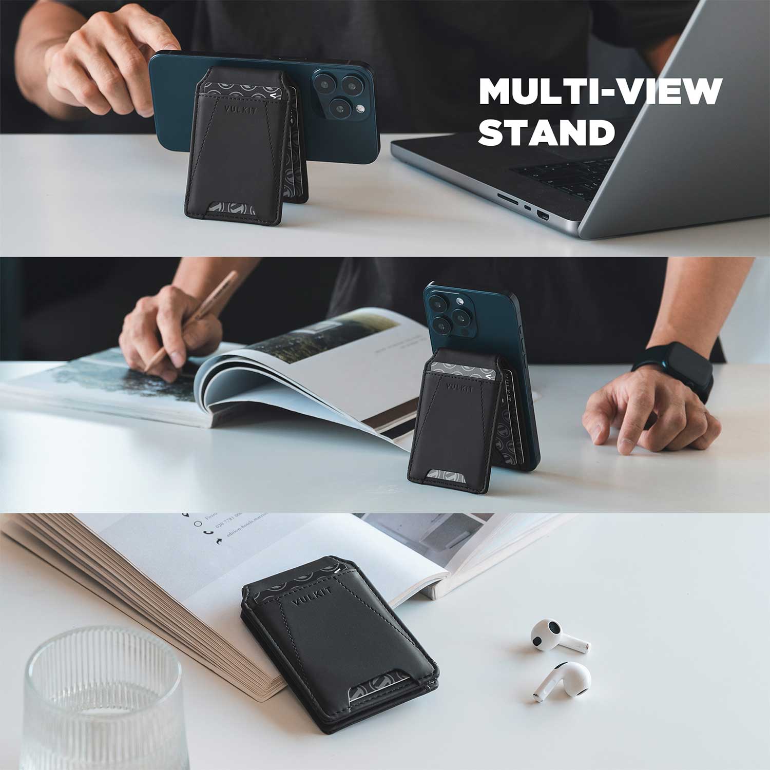 VPA109-Magnetic RFID Leather Phone Wallet with Adapted Magnetic