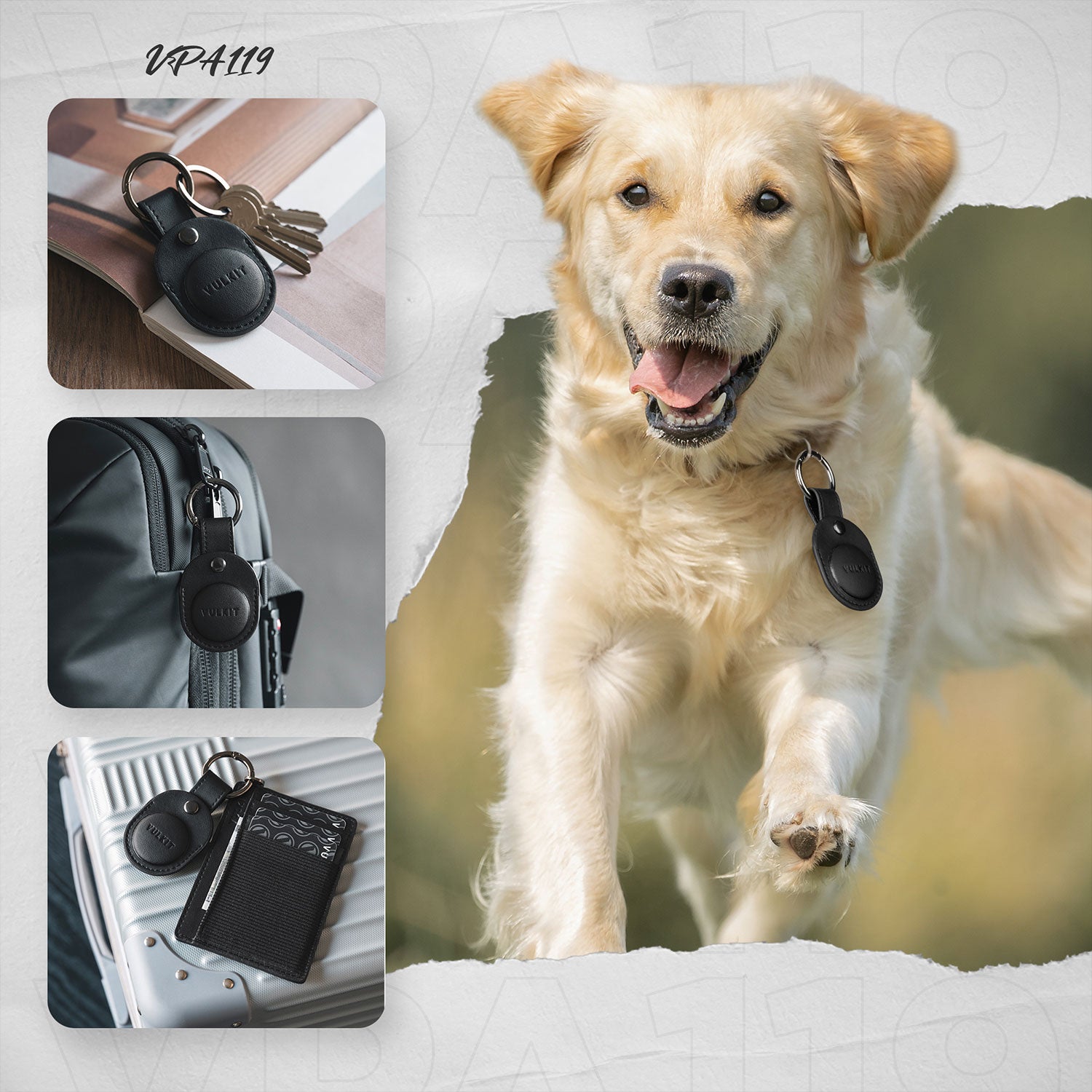 VPA119 - Leather AirTag Case with Keychain – VULKIT