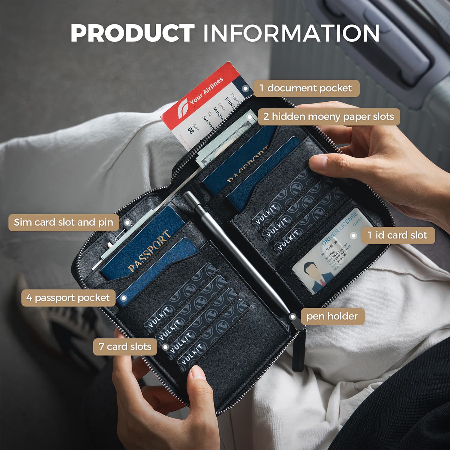 VPW107 - RFID Blocking Family Passport Holder for 4-8 Passports