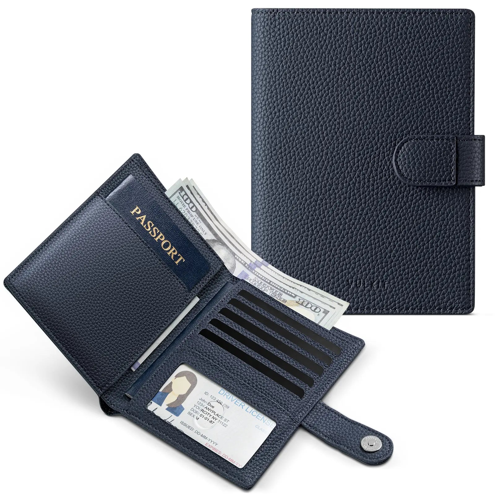 VPW110 - Leather Passport Holder for 2 Passports, RFID Blocking