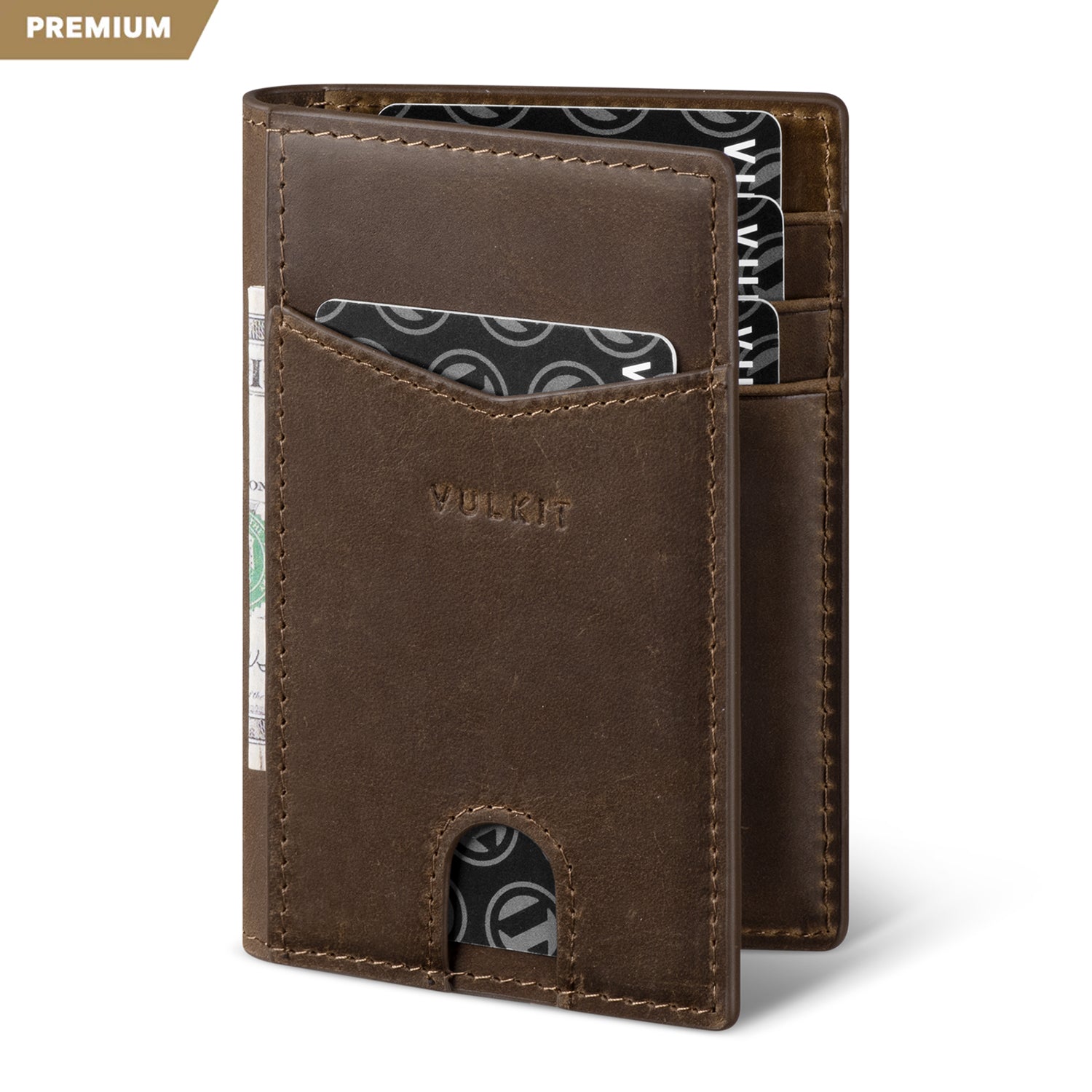 VW100P- Crazy Horse Genuine Leather, Exterior Two Slots For