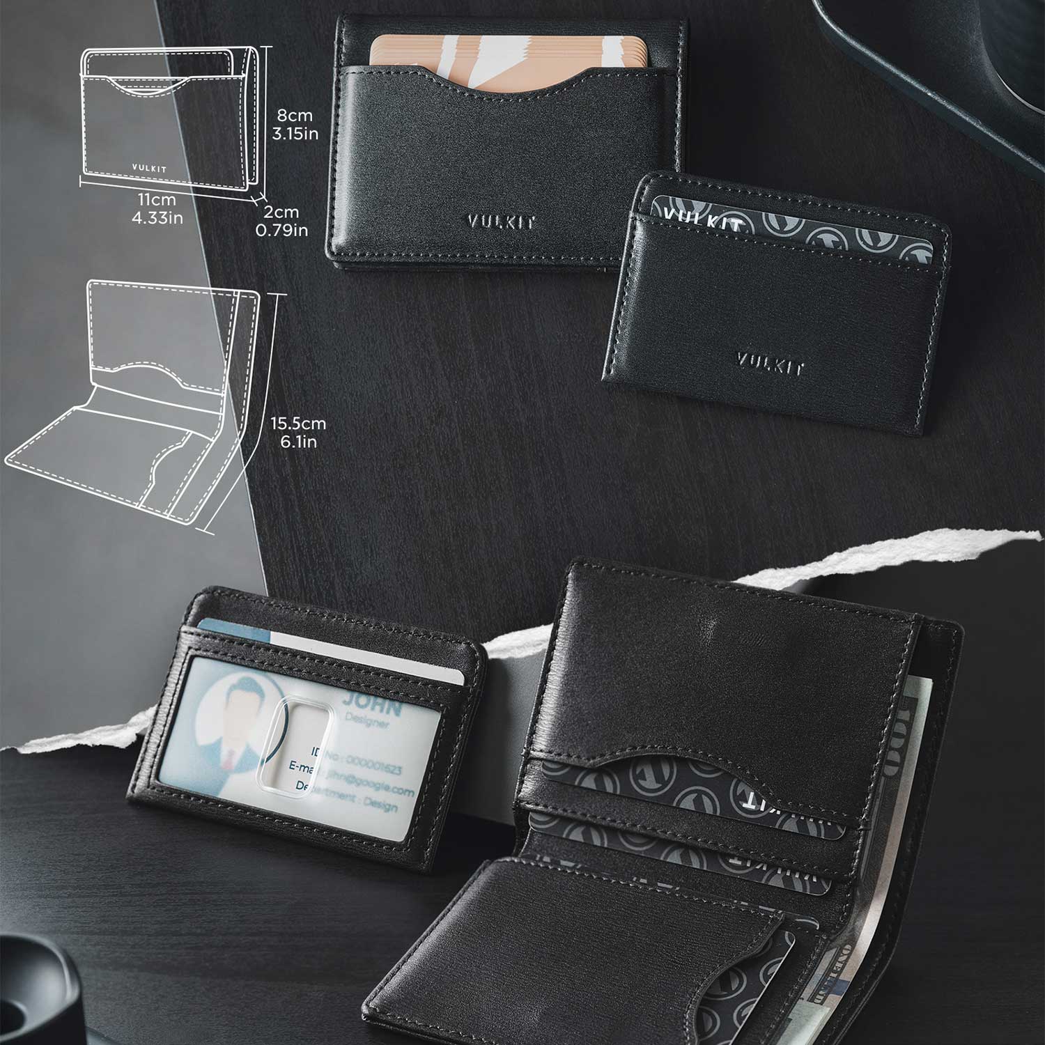 VW134 - Slim RFID Blocking Leather Card Holder with Magnetic Closure