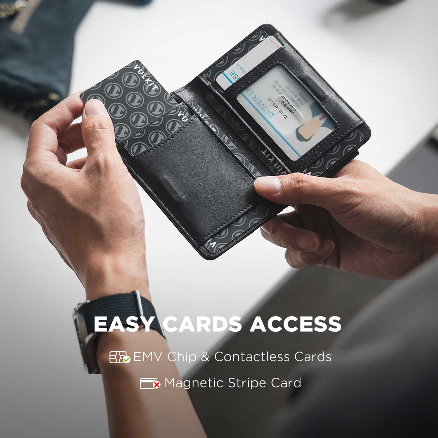 VW136 - Slim Leather RFID Wallet with Magnetic Money Clip – VULKIT
