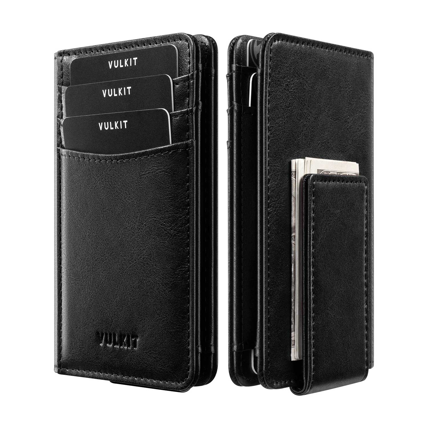 VW136 - Slim Leather RFID Wallet with Magnetic Money Clip – VULKIT