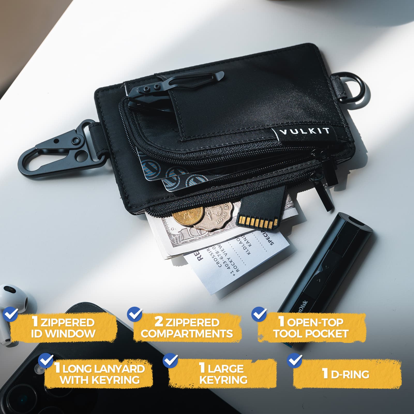 VW137- RFID Water-Resistant Outdoor Keychain Wallet – VULKIT