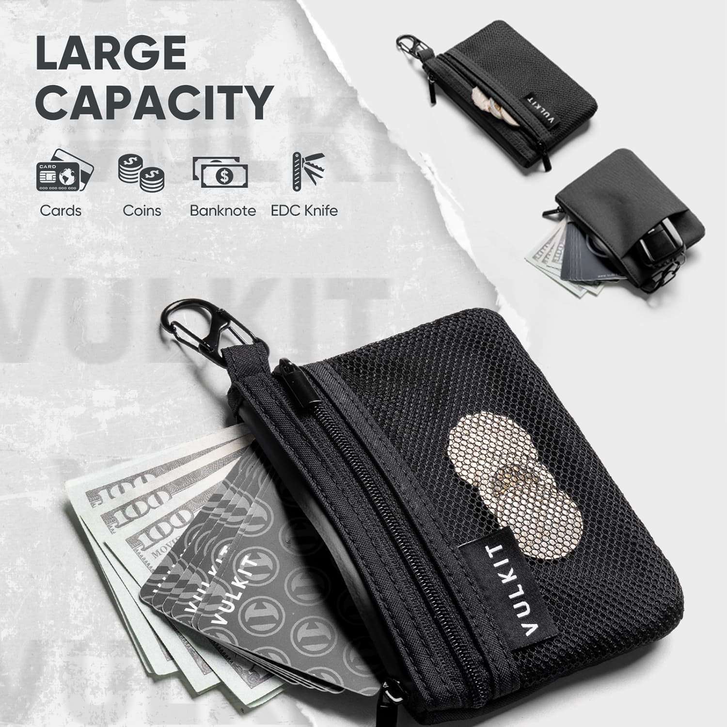 VWW154 - RFID Blocking Slim EDC Pouch with Carabiner – VULKIT