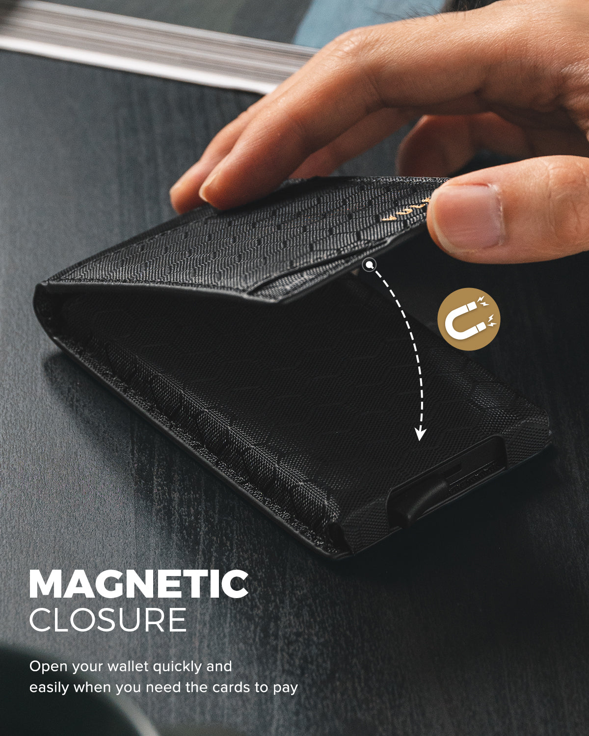 Men’s Genuine Leather Wallet - Slim Bifold with Removeable Carbon Fiber  Money Clip, ID Window, Magnet-Assist Close and More