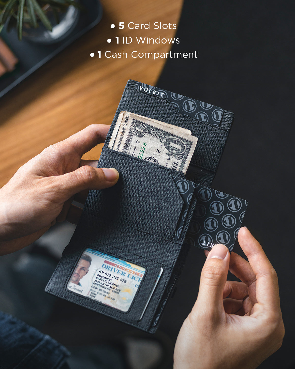 VC311- Banknote Compartment & ID Window Pop-Up Wallet with Removable A ...
