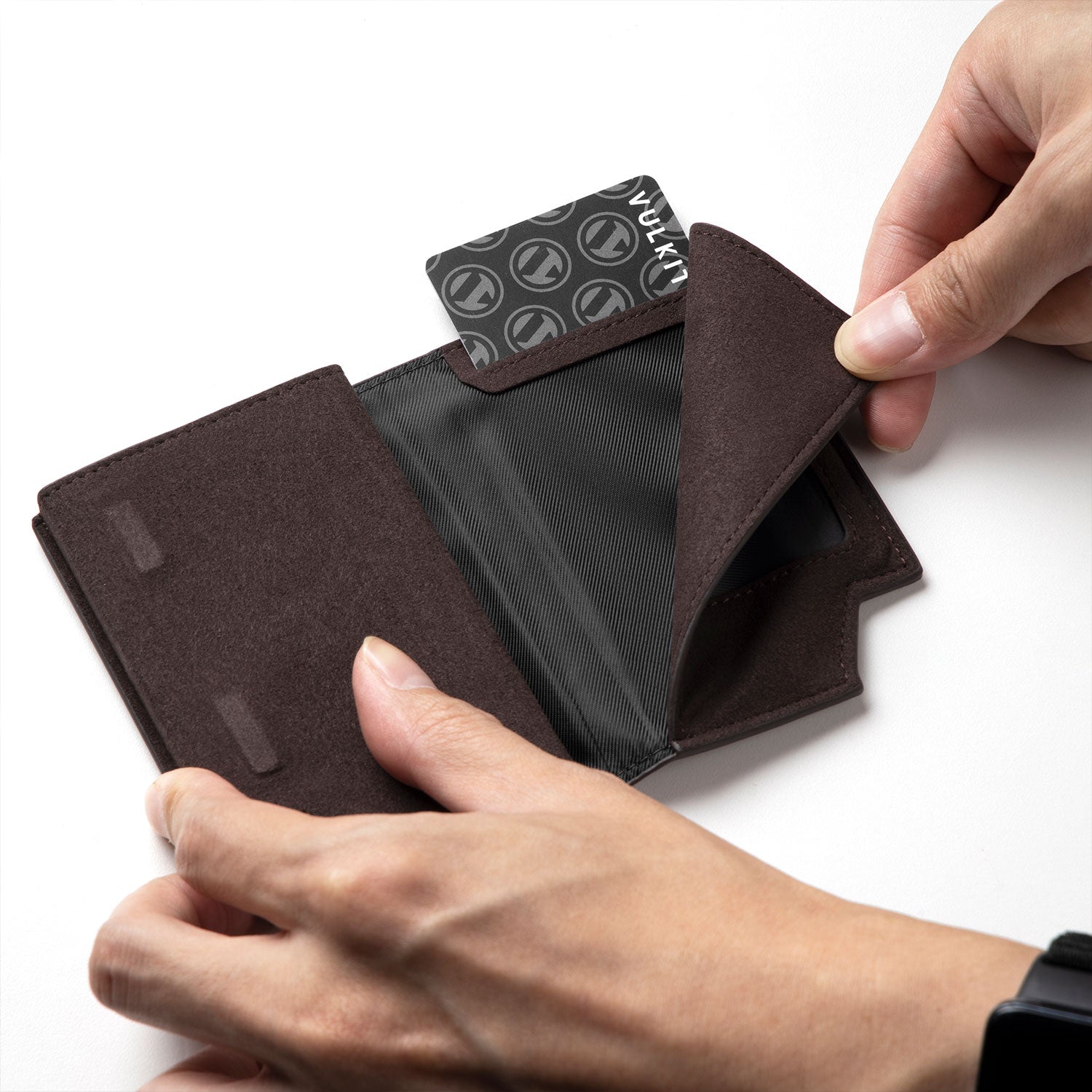VC402A- Alcantara Leather, New Patented Card Holder with Banknote