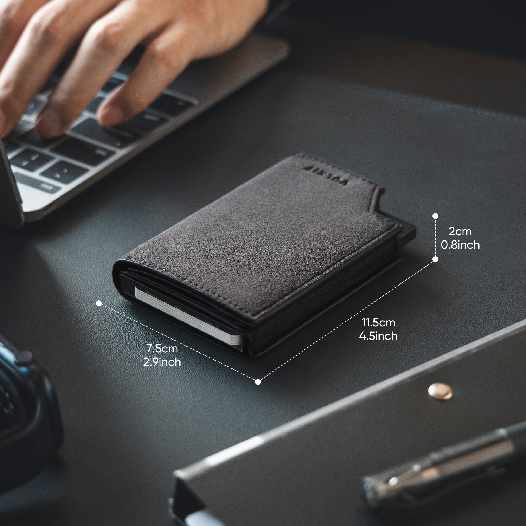 VC402A- Alcantara Leather, New Patented Card Holder with Banknote