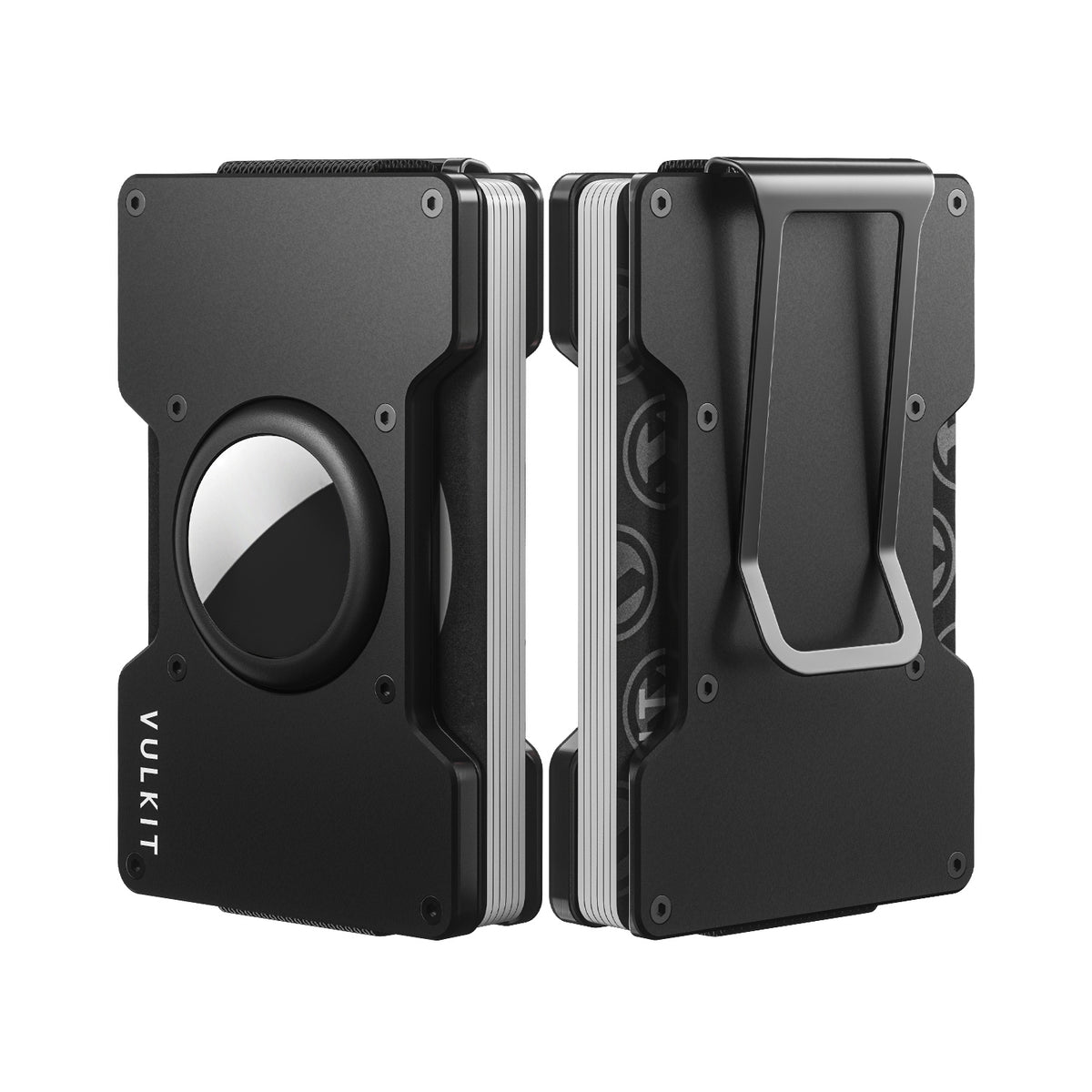 HANSUBY Metal AirTag Wallet For Men - Slim Aluminum RFID Blocking Card Holder With Removable Money Clip, Matte Black