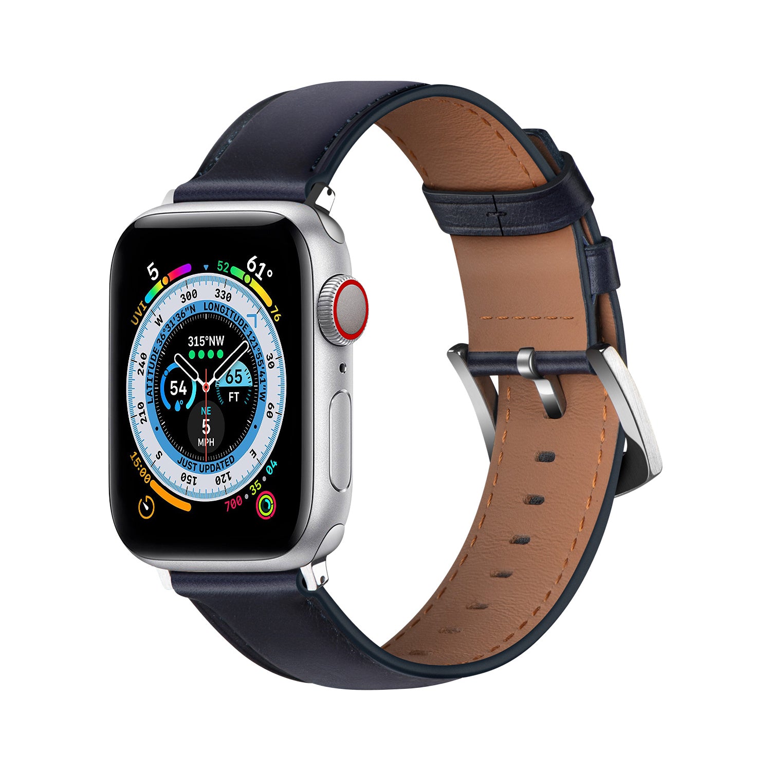 VWB100- Genuine Leather Wristbands Compatible for Apple iWatch Straps 38mm 40mm 41mm 42mm Blue 38 mm