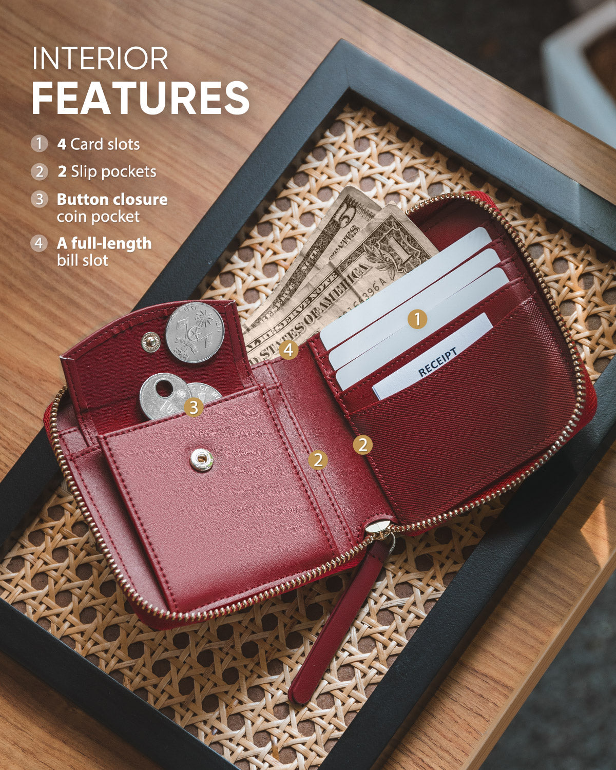 Customized Wallet for Women, Personalized Women's Wallet - Wine, Olive –  Zestpics