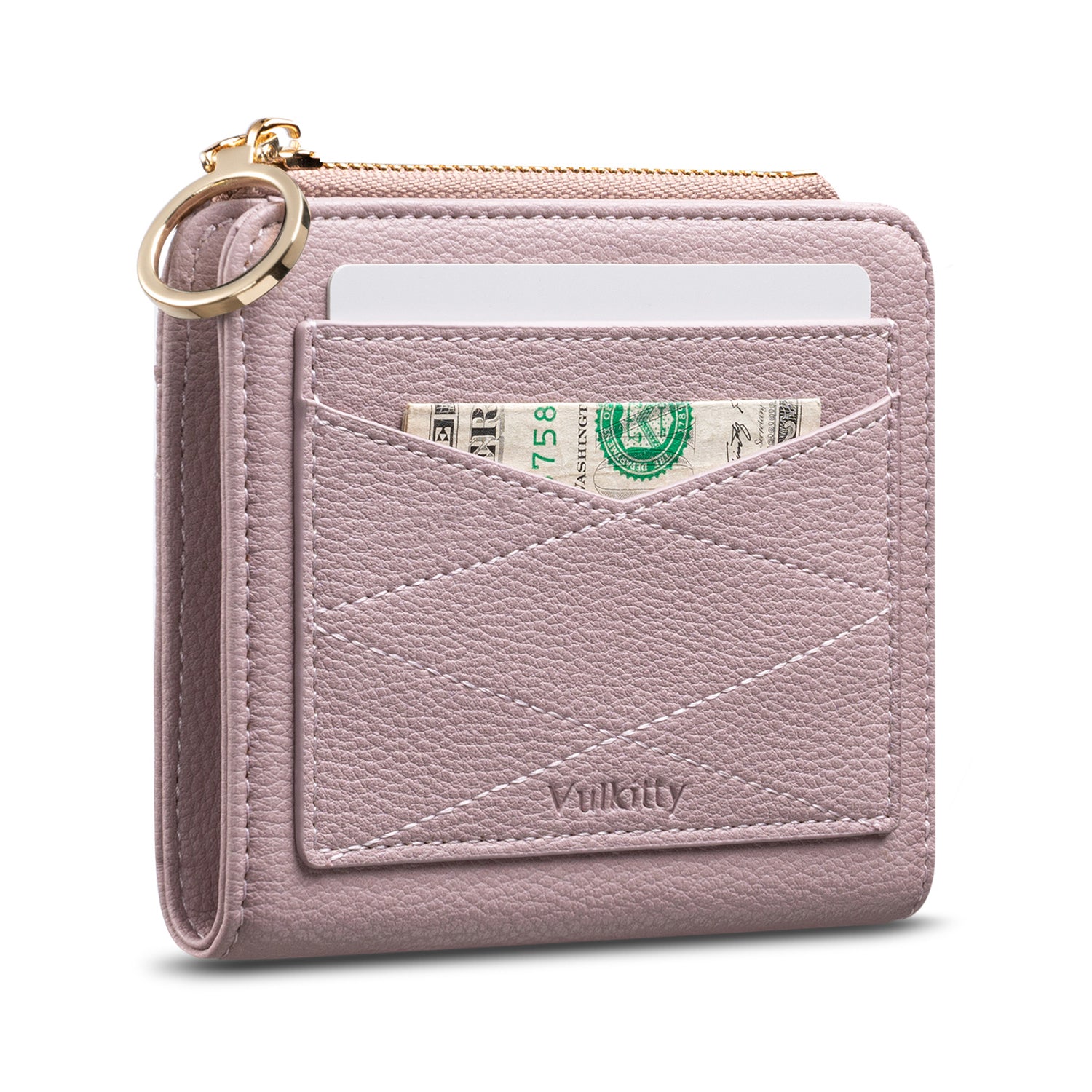 KW105- Women Bifold Small Compact Wallets with Zipper Pocket & ID