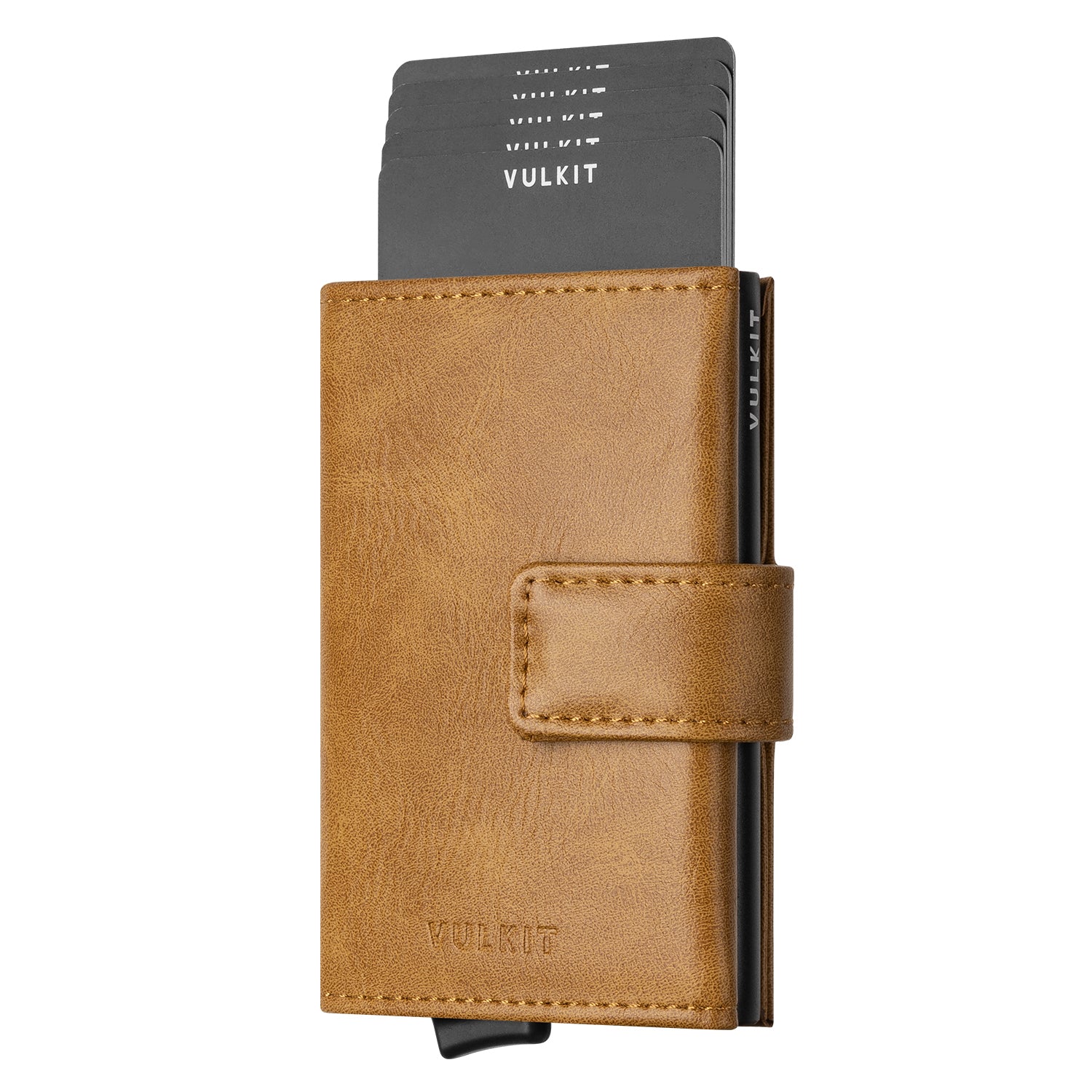 VC204- Magnetic Button Closure, Higher Security Tri-fold Wallet VC204 Tan