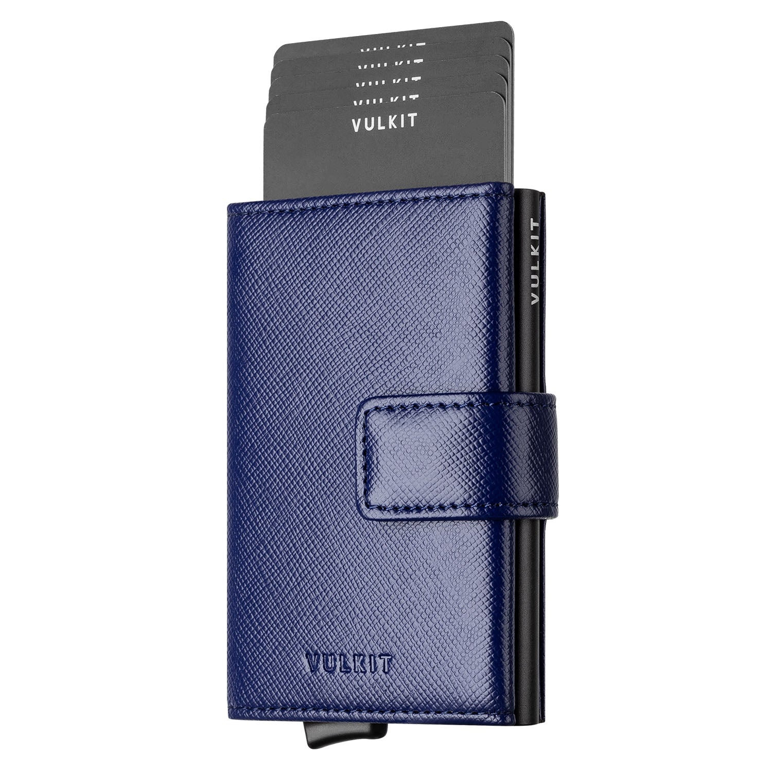 VC204- Magnetic Button Closure, Higher Security Tri-fold Wallet VC204 Cross Navy