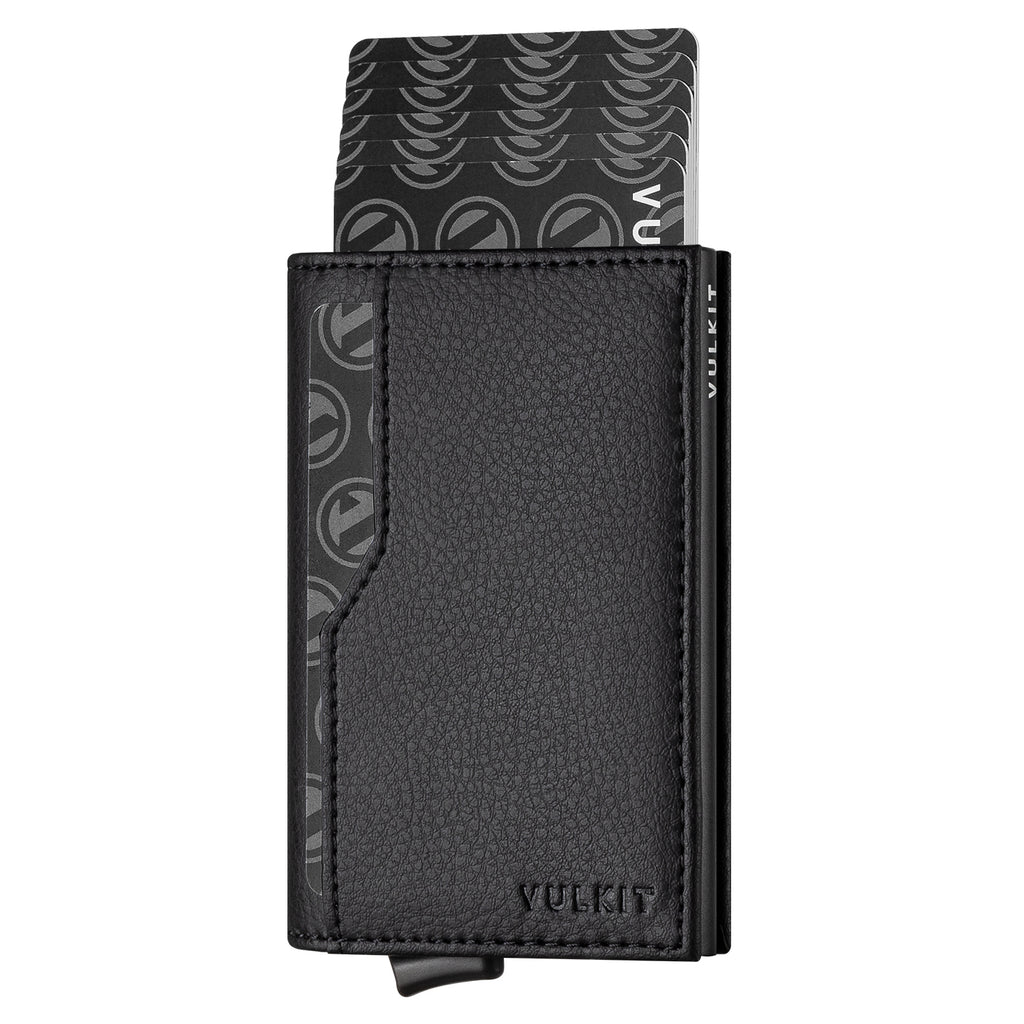 VBH100- ID Vertical Leather Badge Holder with Lanyard Money Pocket VBH100-CF.Black