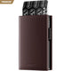 VC302P- Genuine Leather, Side Slider Mechanism, Back Zipper Slot, Magnetic Strip Closure Tri-fold Wallet